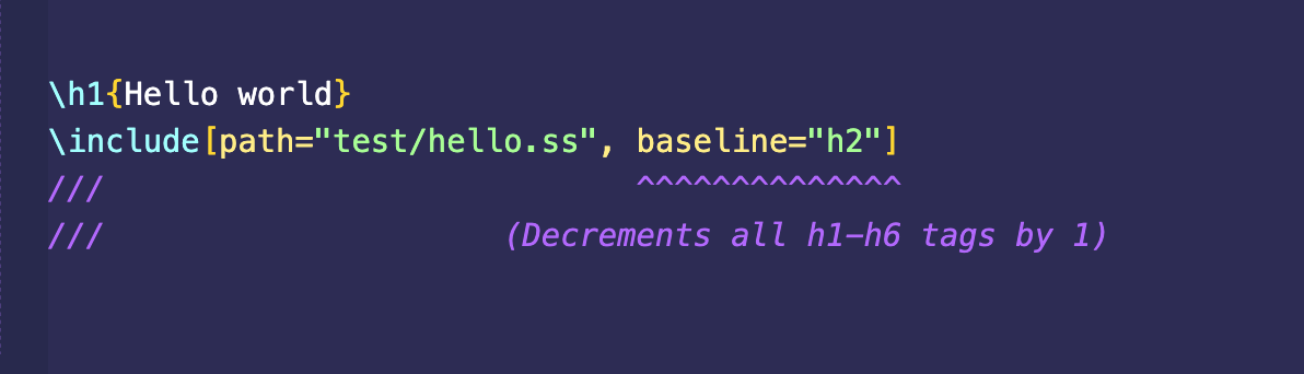Include syntax example